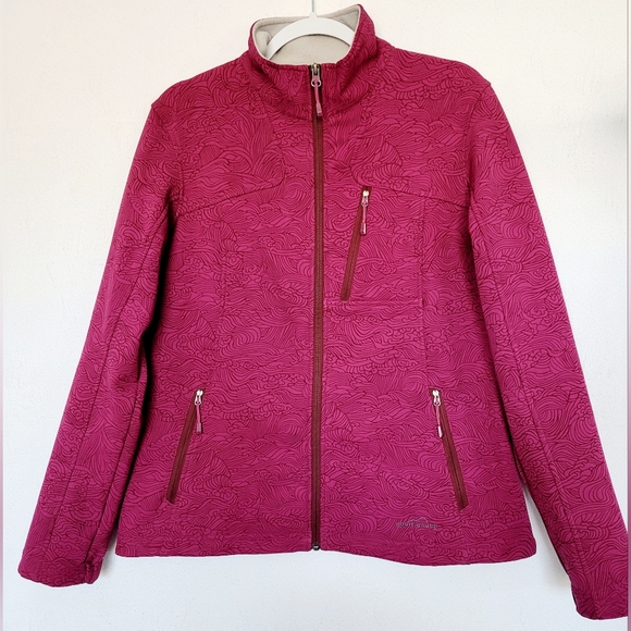 Eddie Bauer Rugged RipStop Textured Microfleece Berry Jacket Trail/Ski Large - Picture 14 of 16